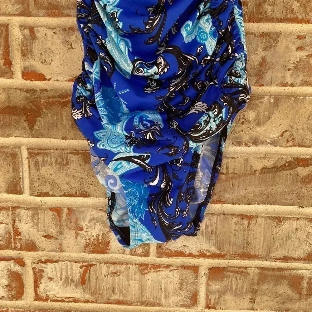 Robby‎ Len Blue Paisley Shirred One Piece Swim Suit